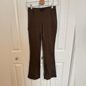 Alo Yoga High-Waist 7/8 Zip It Flare Ankle Zip Leggings Brown Espresso XS